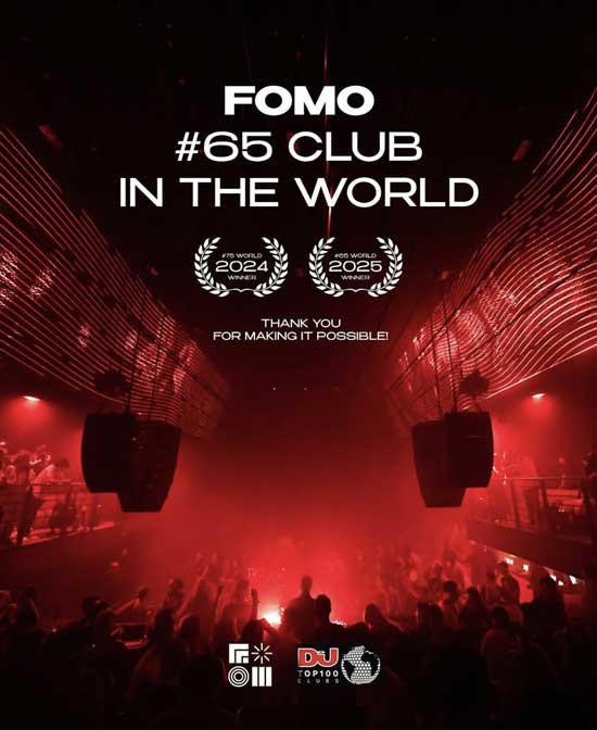 Highlighting FOMO Baku’s achievement in DJ Mag’s Top 100 Clubs 2025, showing the club’s international recognition and growing influence in the electronic music scene.